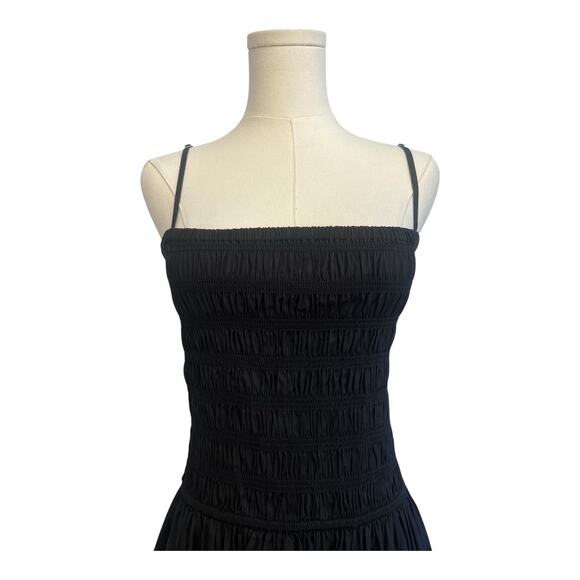 NWT Madewell Dress Size Petite Medium Poplin Smocked Maxi Black NV960 - Picture 2 of 8